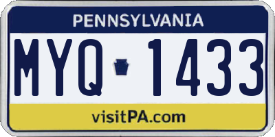 PA license plate MYQ1433