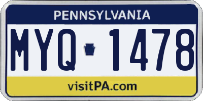 PA license plate MYQ1478