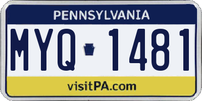 PA license plate MYQ1481