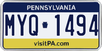PA license plate MYQ1494