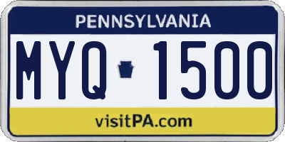 PA license plate MYQ1500