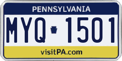 PA license plate MYQ1501