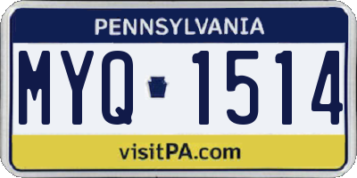 PA license plate MYQ1514