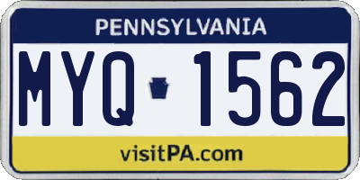 PA license plate MYQ1562