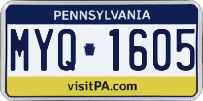 PA license plate MYQ1605