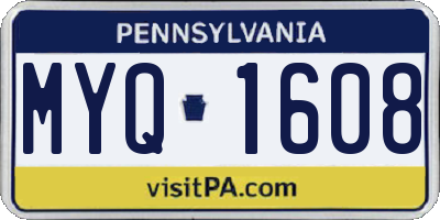 PA license plate MYQ1608