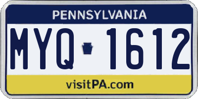 PA license plate MYQ1612