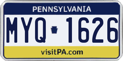 PA license plate MYQ1626