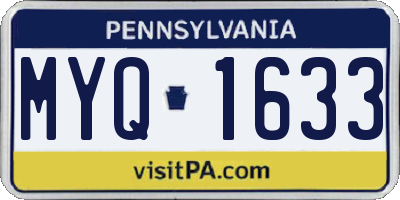 PA license plate MYQ1633
