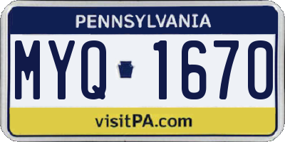 PA license plate MYQ1670