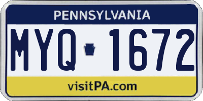 PA license plate MYQ1672