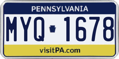 PA license plate MYQ1678