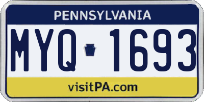 PA license plate MYQ1693