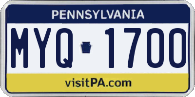PA license plate MYQ1700