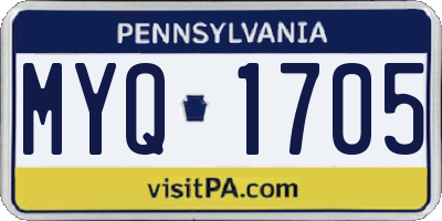 PA license plate MYQ1705