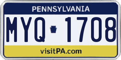 PA license plate MYQ1708