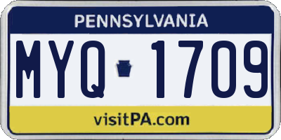 PA license plate MYQ1709