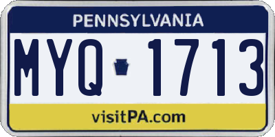 PA license plate MYQ1713