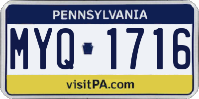 PA license plate MYQ1716