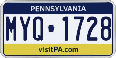 PA license plate MYQ1728