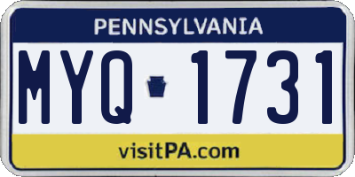 PA license plate MYQ1731