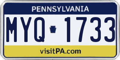 PA license plate MYQ1733