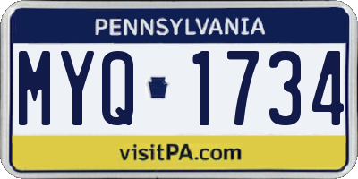 PA license plate MYQ1734