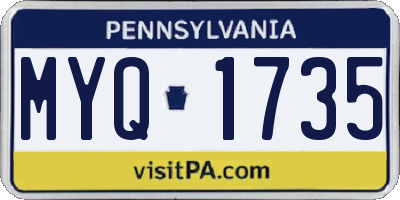 PA license plate MYQ1735