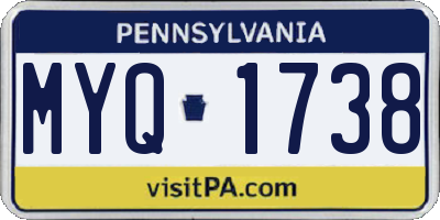 PA license plate MYQ1738