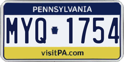 PA license plate MYQ1754