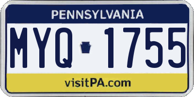 PA license plate MYQ1755