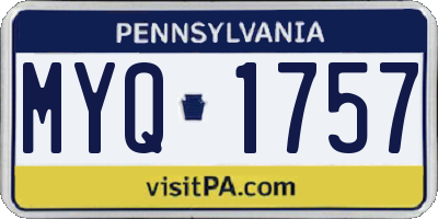PA license plate MYQ1757