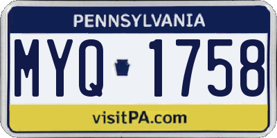 PA license plate MYQ1758