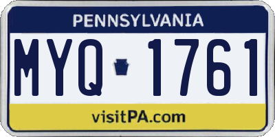 PA license plate MYQ1761