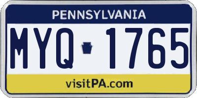 PA license plate MYQ1765