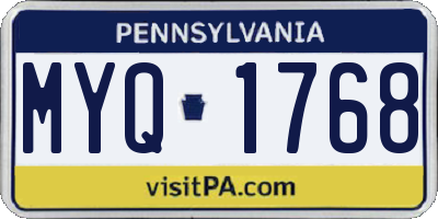 PA license plate MYQ1768