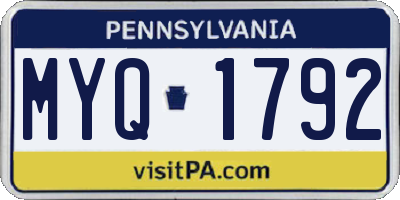 PA license plate MYQ1792