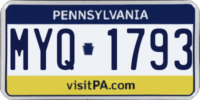 PA license plate MYQ1793