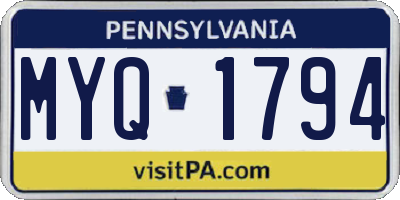 PA license plate MYQ1794