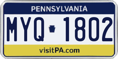 PA license plate MYQ1802