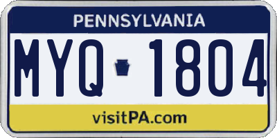 PA license plate MYQ1804