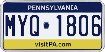 PA license plate MYQ1806