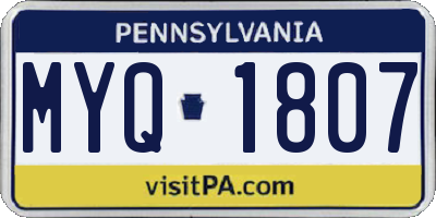 PA license plate MYQ1807