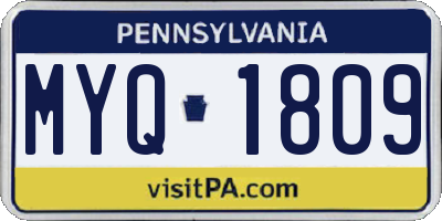 PA license plate MYQ1809