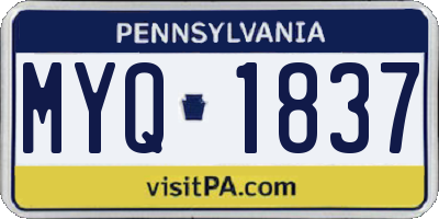 PA license plate MYQ1837