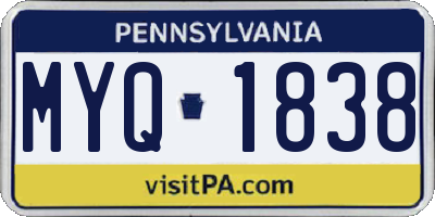 PA license plate MYQ1838