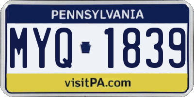 PA license plate MYQ1839