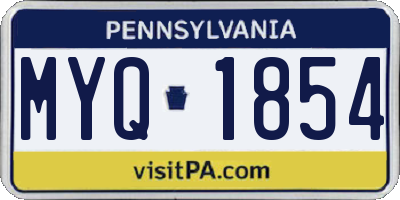 PA license plate MYQ1854