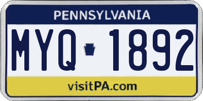 PA license plate MYQ1892