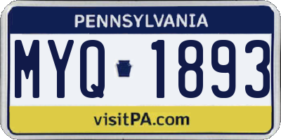 PA license plate MYQ1893